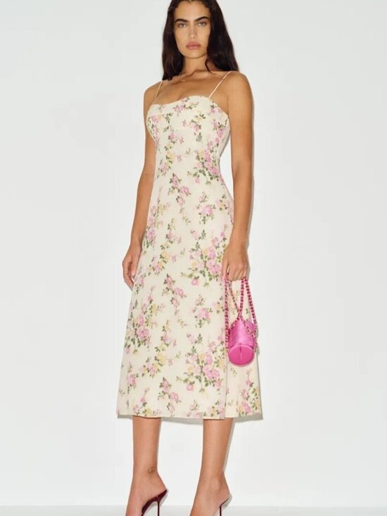 Reformation Dresses & Skirts - NEW Reformation Milica Midi Dress Posy Cream Pink Floral | US 6 UK 10